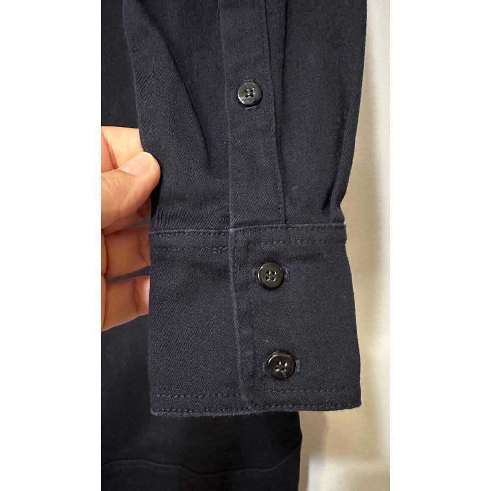 Edward An Navy Cotton Twill Long Sleeve Shirt Dress Size Small EUC Collar - Picture 13 of 15